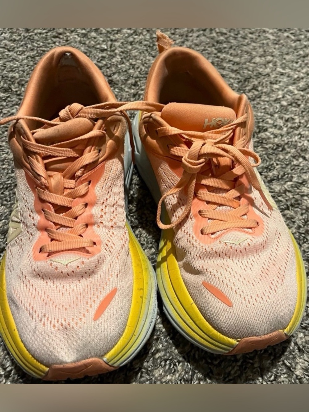 Hoka Women's Peach & Yellow Performance Running Shoes